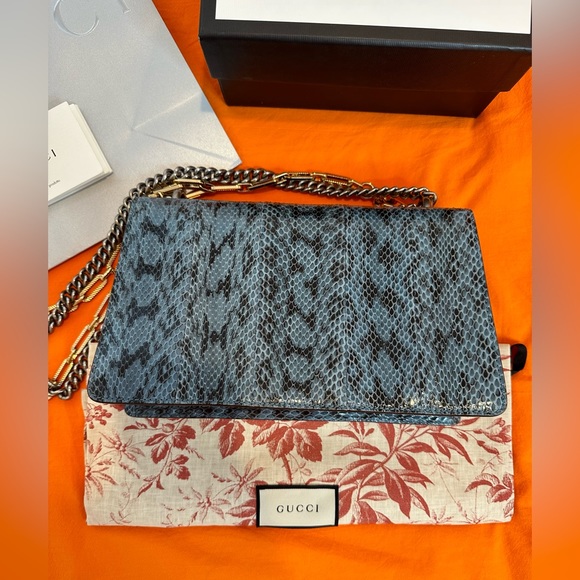 Like New Gucci Python Blind For Love Dionysus Genuine Purse Blue Rhinestones - Picture 5 of 17